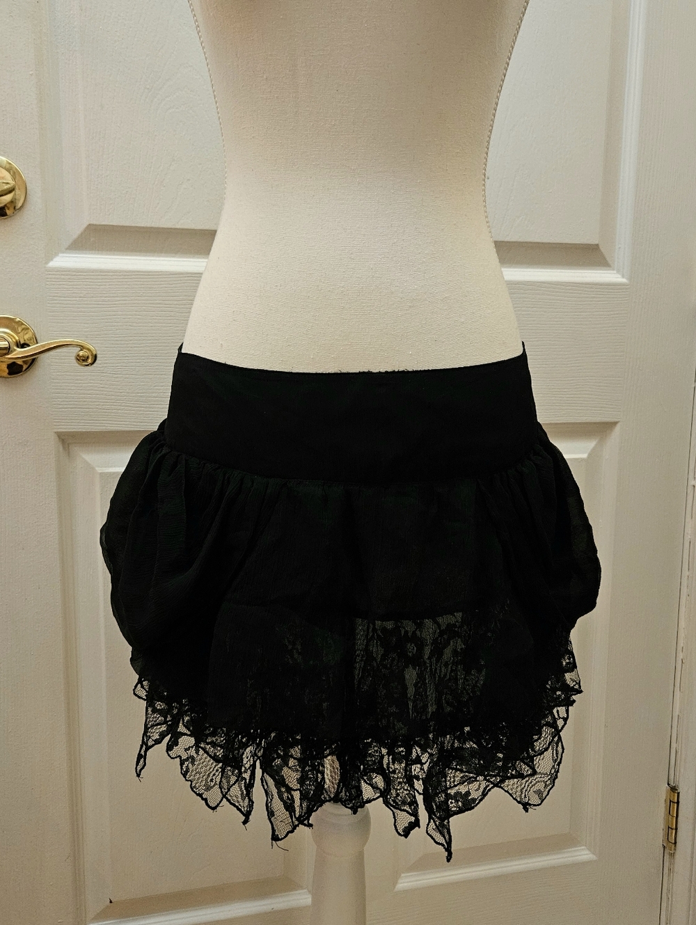 Y2K Blacklist By LIP SERVICE Archive Silk Black Lace Bubble Mini Skirt M